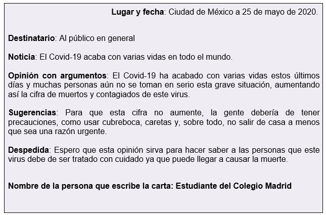 Cartas de opinión en 6º grado de primaria | Boletin Madrid